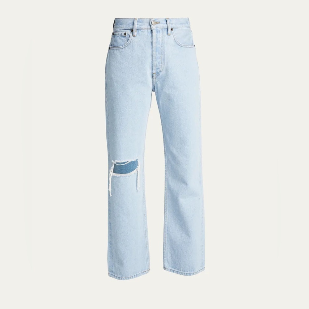 Still Here Worn-In Childhood Distressed Denim Jeans in Light Blue Wash